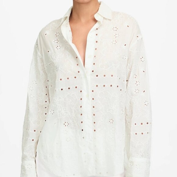 Madewell Embroidered Oversized Button-Up Shirt Size Small - Picture 1 of 11